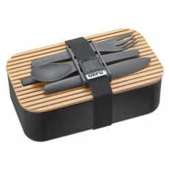 Budget 🔥 GEFU Lunchbox Enviro Mit Besteck, Schwarz/natur 😀