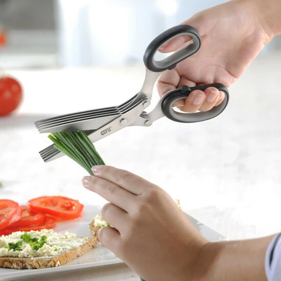 Brandneu 😉 GEFU 12660 Kräuterschere, Schwarz/grau 😉 – Bild 6