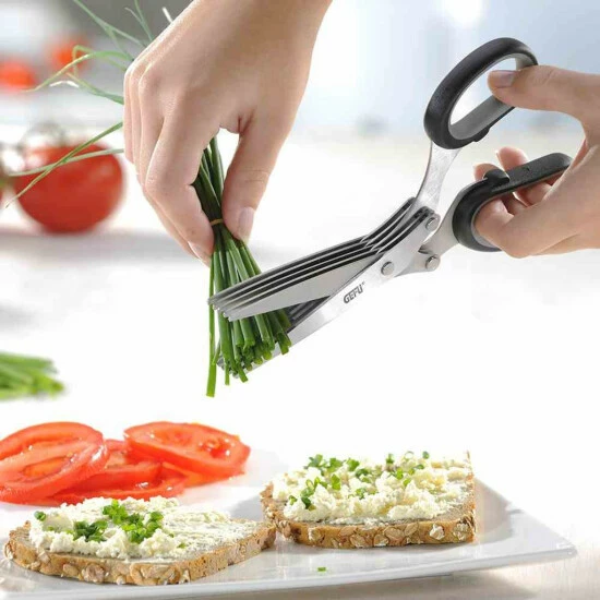 Brandneu 😉 GEFU 12660 Kräuterschere, Schwarz/grau 😉 – Bild 15