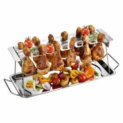 Angebote ✔️ GEFU Hähnchenkeulen-Halter 43,5x10x15,5cm, Silber ⌛