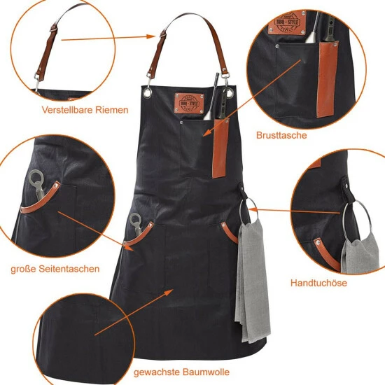 Großhandel 😍 GEFU Baumwoll Grillschürze Gewachst 90x65cm, Schwarz 👏 – Bild 4