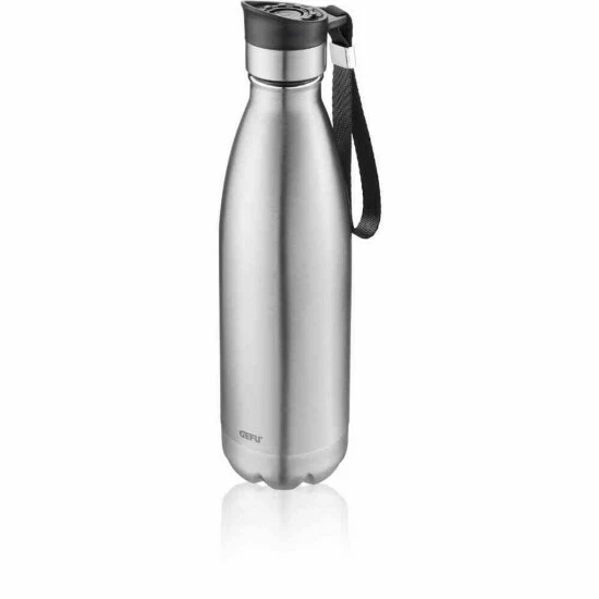 Budget 😉 GEFU 127-38 Trinkflasche OLIMPIO 0,75 Edelstahl, Silber/schwarz 😉