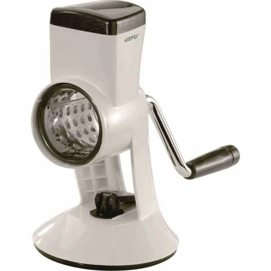 Bestes Angebot 🎁 GEFU 191-00 Reibemaschine Mit 4 Schneidtrommeln, Weiß/schwarz/silber 👍