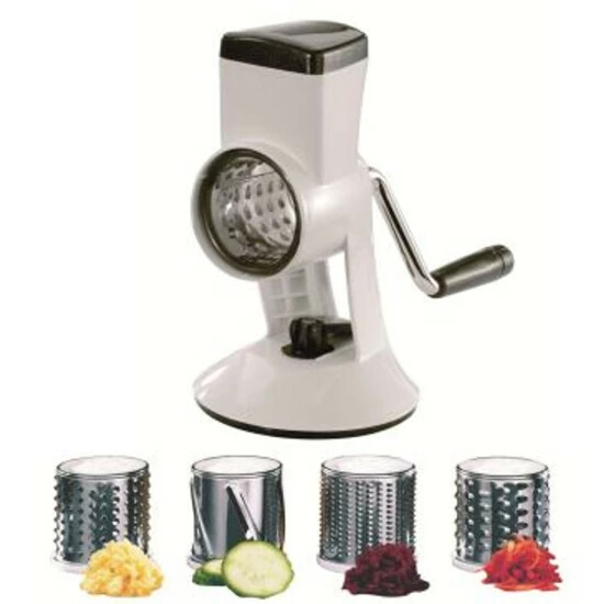 Bestes Angebot 🎁 GEFU 191-00 Reibemaschine Mit 4 Schneidtrommeln, Weiß/schwarz/silber 👍 – Bild 9