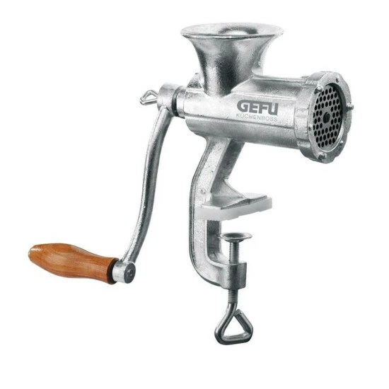 Auslauf ⭐ GEFU 14710 Fleischhacker, Fleischwolf Aus Stahlguss, Mit Befestigung, Größe 8, Silber 🛒