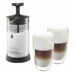 Bestes Angebot 🎁 GEFU Set: Milchaufschäumer ANTONIO Und 2 Latte Macchiato Gläser (je 350ml) 💯