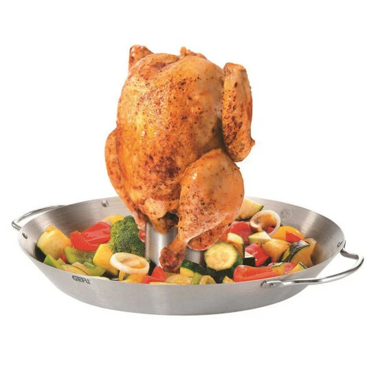 Bester Verkauf ✨ GEFU 891-56 Hähnchengriller BBQ Gemüse-Wok, Silber 🎉