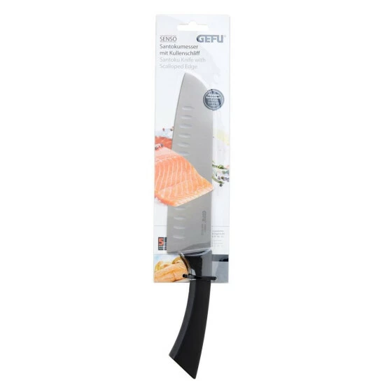 Großhandel 🌟 GEFU 138-90 Santokumess. 19,5cm SENSO Mit Kullenschliff, Schwarz/silber 😍 – Bild 4