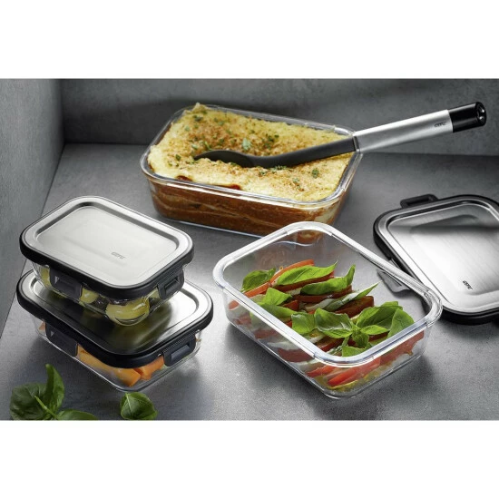 Aktion 😉 GEFU Frischhaltedose Milo Rechteckig 1000ml, Schwarz/silber/klar ⭐ – Bild 4