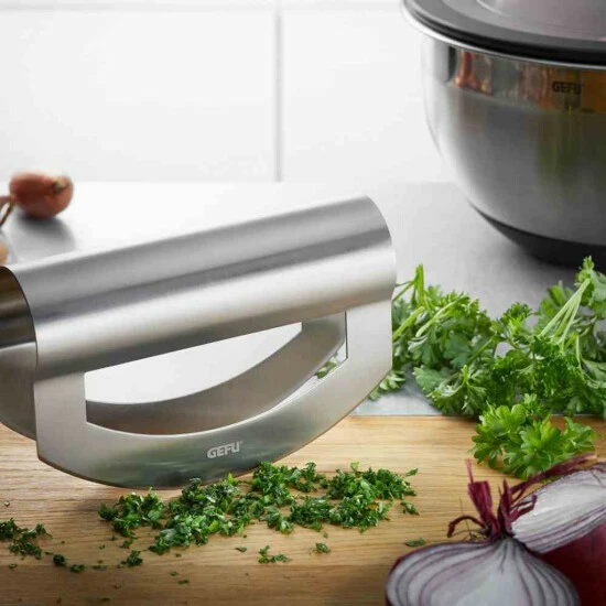 Am billigsten ✔️ GEFU 126-30 Wiegemesser VIAVO Edelst. Doppelklinge 15cm, Silber ⭐ – Bild 4