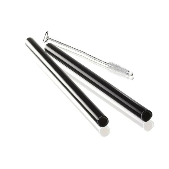 Auslauf 🔥 Gefu Glastrinkhalme 4er Set FUTURE - 13cm, Gerade Version, Schwarz - Mit Bürste 😀 – Bild 2
