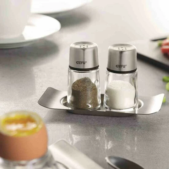 Budget 👏 GEFU 336-30 Streuer-Set BRUNCH Salz- Und Pfefferstreuer, Silber/klar, 3-teilig (1 Set) ❤️ – Bild 4