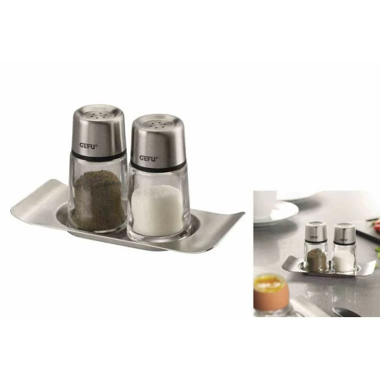 Budget 👏 GEFU 336-30 Streuer-Set BRUNCH Salz- Und Pfefferstreuer, Silber/klar, 3-teilig (1 Set) ❤️ – Bild 5