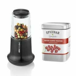 Bester Verkauf 🔥 Gefu Salz/Pfeffermühle X-Plosion S Schwarz Set Mit Spicebar Roter Kampot Pfeffer 80 G 🔔