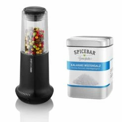 Bestes Angebot 💯 Gefu Salz/Pfeffermühle X-Plosion M Schwarz Set Mit Spicebar Kalahari Wüstensalz 170 G 😍
