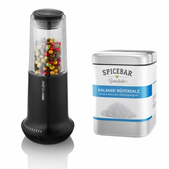 Bestes Angebot 💯 Gefu Salz/Pfeffermühle X-Plosion M Schwarz Set Mit Spicebar Kalahari Wüstensalz 170 G 😍