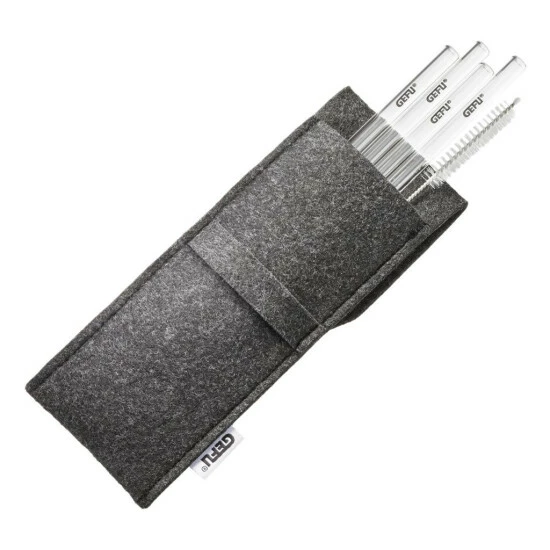 Am billigsten 💯 GEFU - Glastrinkhalm 18cm, 4 Stück In Filztasche 😍