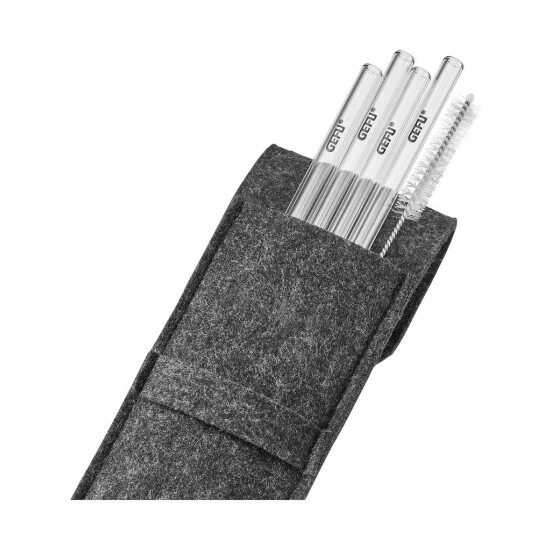 Am billigsten 💯 GEFU - Glastrinkhalm 18cm, 4 Stück In Filztasche 😍 – Bild 2