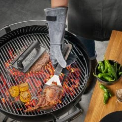 Aktion 👏 GEFU Grillhandschuhe BBQ Aus Veloursleder In Farbe Grau/schwarz, 41x16,5x2,5 Cm 😀
