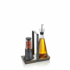 Coupon 🎉 Gefu Menage X-Plosion M, Ständer Für Gewürzmühlen, Ablage, Akazienholz, Edelstahl 18/10, Schwarz, Braun, 34653 ✔️