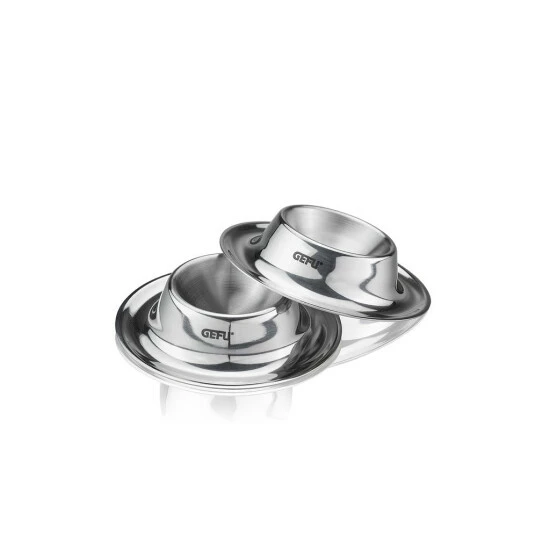 Bestpreis ✨ Gefu Eierbecher OVO - Hochwertiger Edelstahl - Stapelbar - H: 2cm - D: 8,6cm - Silber - 2er Set ✨