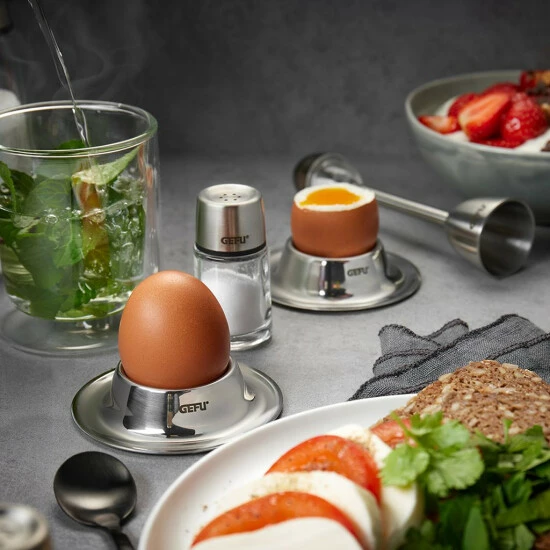 Bestpreis ✨ Gefu Eierbecher OVO - Hochwertiger Edelstahl - Stapelbar - H: 2cm - D: 8,6cm - Silber - 2er Set ✨ – Bild 5