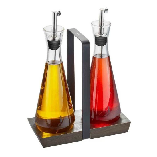 Billig ✔️ GEFU 2er SET ÖLFLASCHE Essigspender Essigflasche Aus Glas Ölspender Mit Ständer 🌟