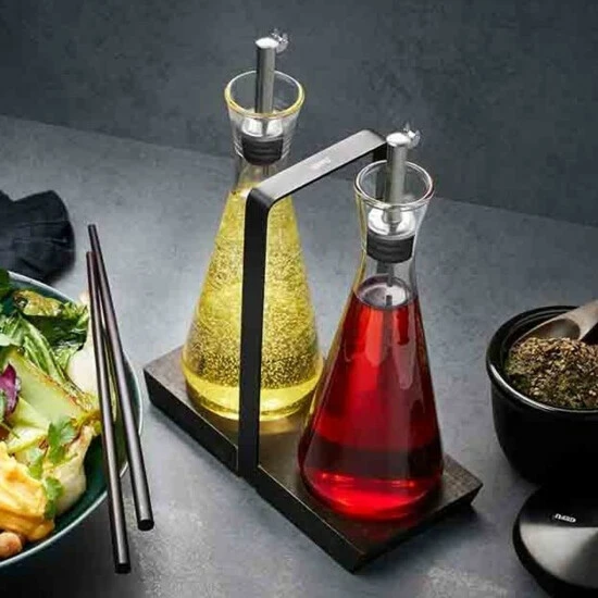 Billig ✔️ GEFU 2er SET ÖLFLASCHE Essigspender Essigflasche Aus Glas Ölspender Mit Ständer 🌟 – Bild 2