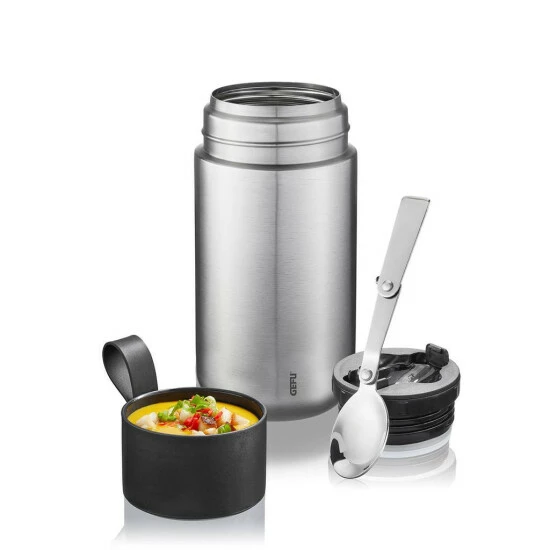 Neu 😉 GEFU Speisegefäß/Thermo Lunchpot Careo 600ml, Silber/schwarz ⌛ – Bild 2