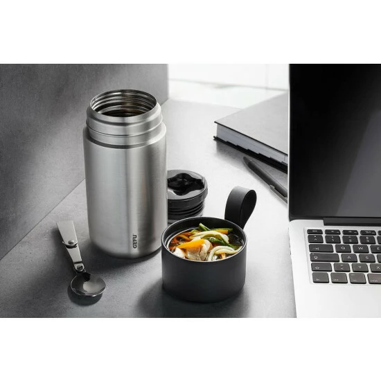 Neu 😉 GEFU Speisegefäß/Thermo Lunchpot Careo 600ml, Silber/schwarz ⌛ – Bild 3