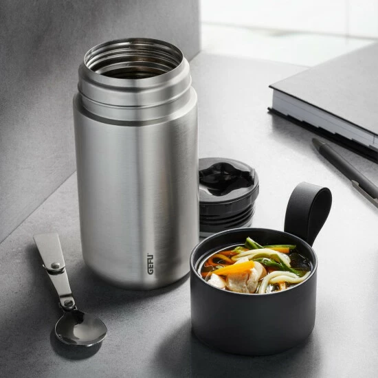 Neu 😉 GEFU Speisegefäß/Thermo Lunchpot Careo 600ml, Silber/schwarz ⌛ – Bild 5