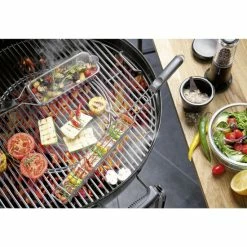Besorgen ❤️ GEFU Grillkorb BBQ Edelstahl/Kunststoff 49x4x3,8cm, Silber/schwarz 👏