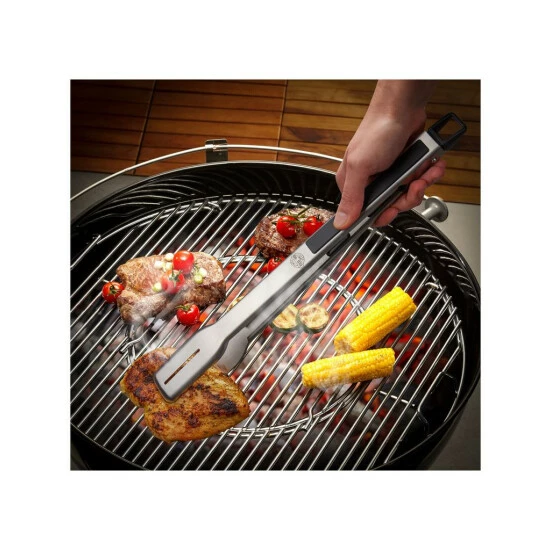 Brandneu 👏 Gefu Grillzange BBQ - Hochwertiger Edelstahl - Verriegelungsmechanismus - L: 42,5cm - Silber, Schwarz 🌟 – Bild 4