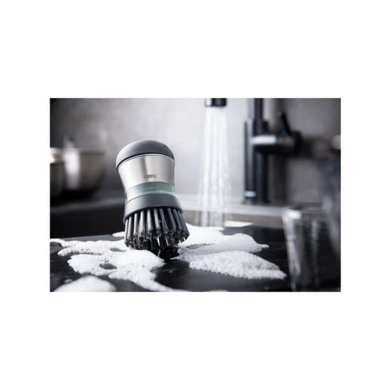 Aktion ⭐ GEFU Spülbürste Mit Spülmittelspender Swift Edelstahl/Kunststoff 50ml Ø6cm H9,9cm 😉 – Bild 4